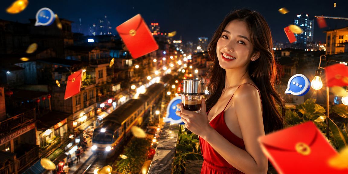Người dùng Hà Nội nhận thưởng phong bì đỏ và xem thông tin bonus qua mmwin trong quán cà phê